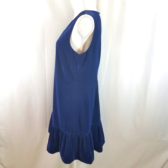 J Crew Blue Ruffle Hem Velvet Dress 10 - Picture 13 of 13